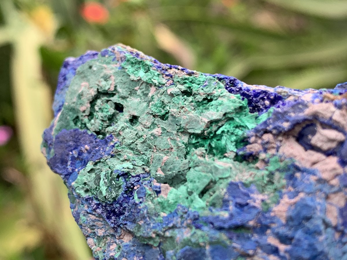 Natural Azurite Drusy Crystalline Specimen with Malachite x 1 From Jakka Mine, Congo