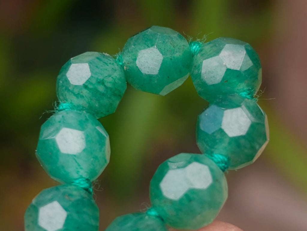 Hand Made Emerald Aventurine Faceted Bead Necklace - Sold Per Item - From Zimbabwe