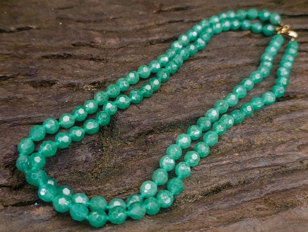 Hand Made Emerald Aventurine Faceted Bead Necklace - Sold Per Item - From Zimbabwe