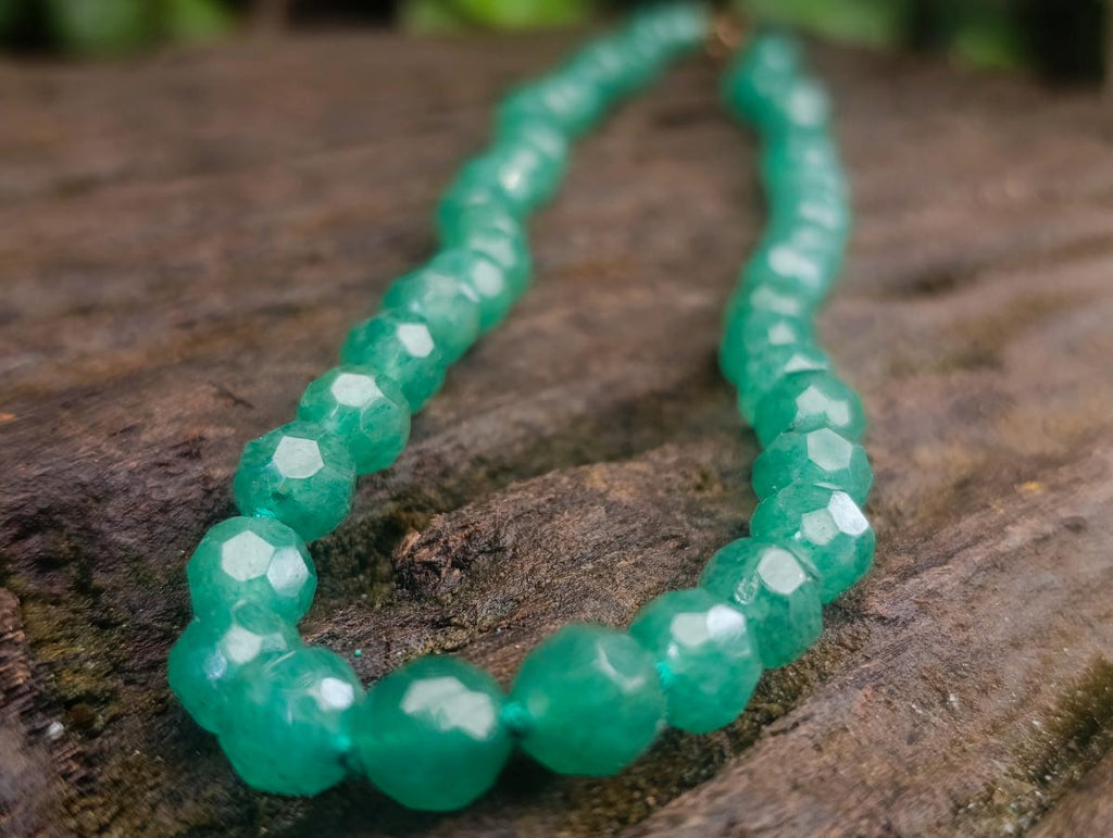 Hand Made Emerald Aventurine Faceted Bead Necklace - Sold Per Item - From Zimbabwe