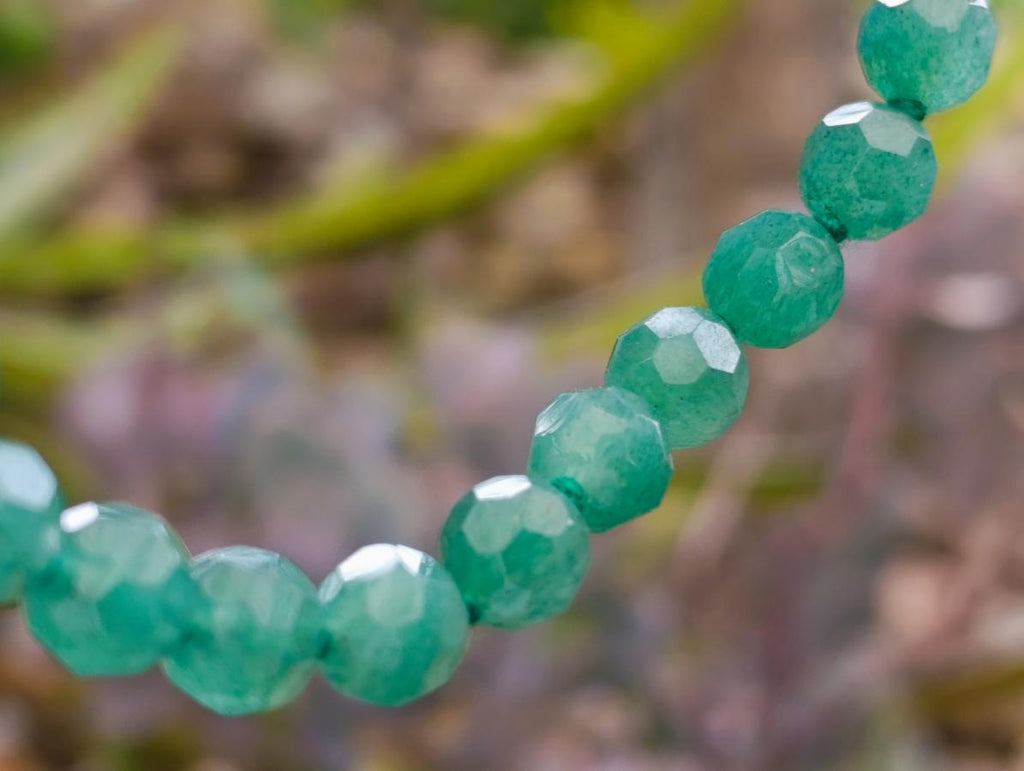Hand Made Emerald Aventurine Faceted Bead Necklace - Sold Per Item - From Zimbabwe