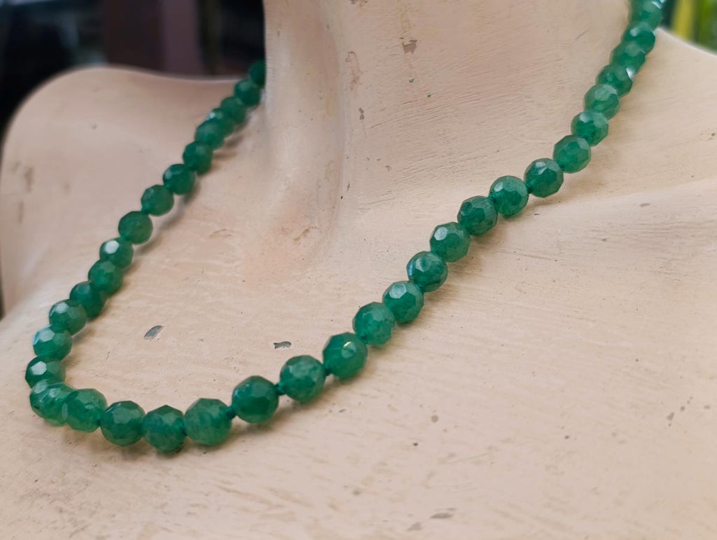 Hand Made Emerald Aventurine Faceted Bead Necklace - Sold Per Item - From Zimbabwe