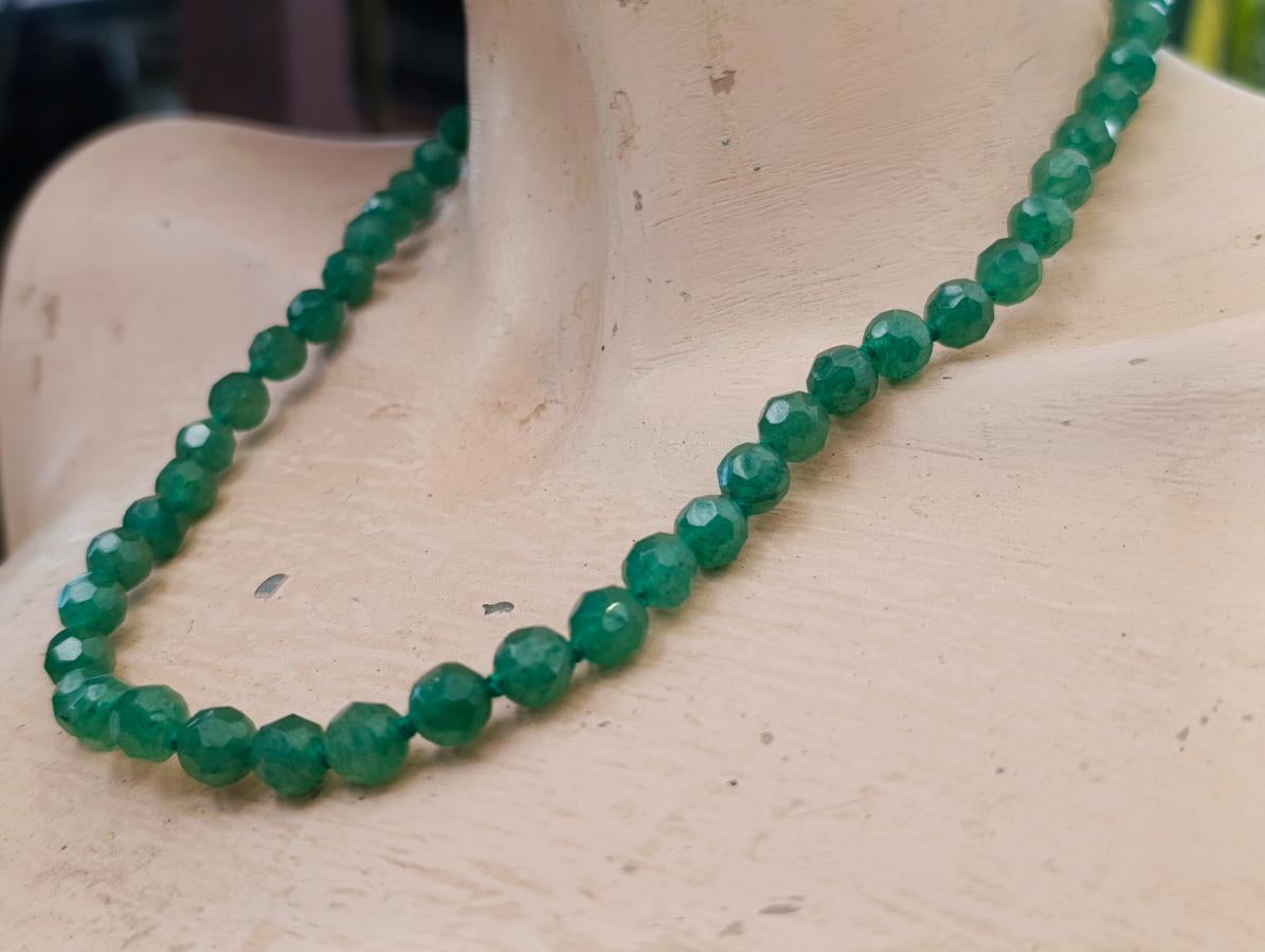 Hand Made Emerald Aventurine Faceted Bead Necklace - Sold Per Item - From Zimbabwe