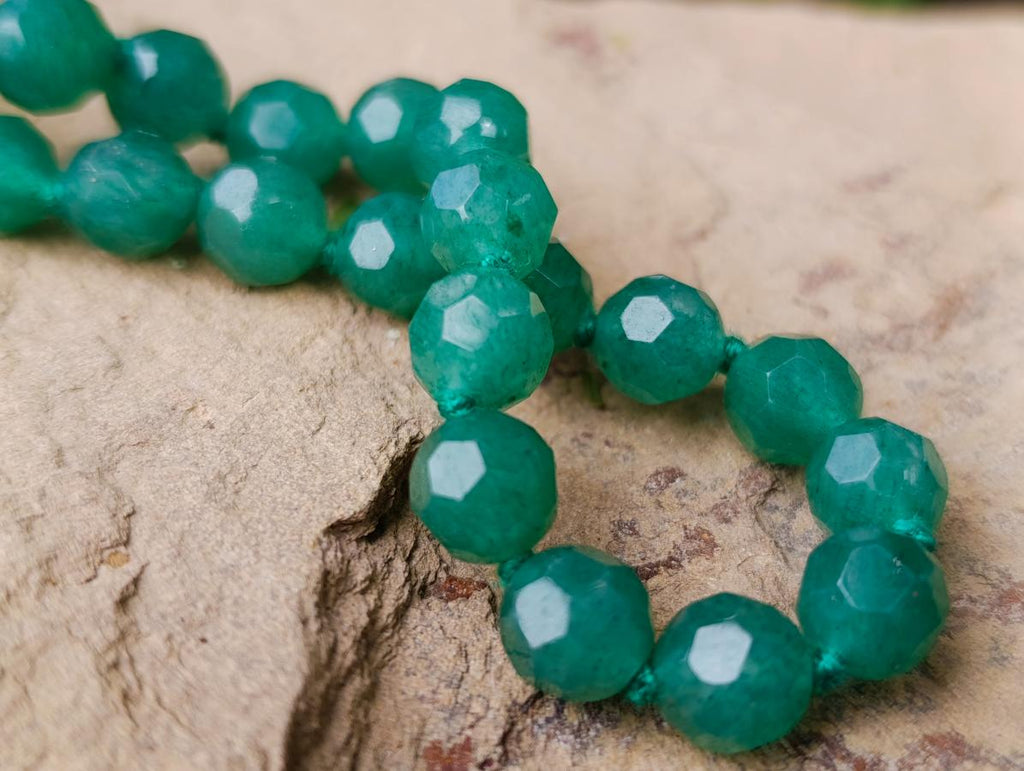 Hand Made Emerald Aventurine Faceted Bead Necklace - Sold Per Item - From Zimbabwe