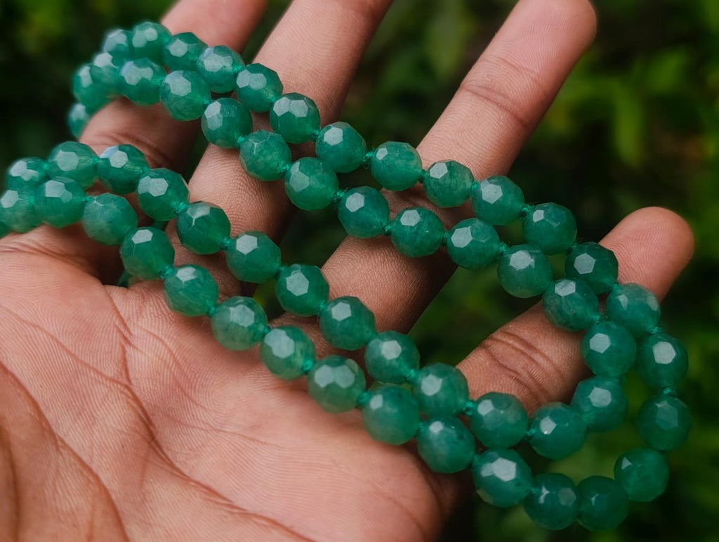 Hand Made Emerald Aventurine Faceted Bead Necklace - Sold Per Item - From Zimbabwe