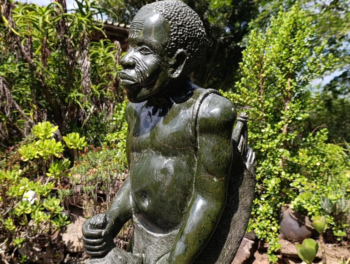 Hand Made XXL Green Verdite Bushman Sculpture x 1 From Zimbabwe