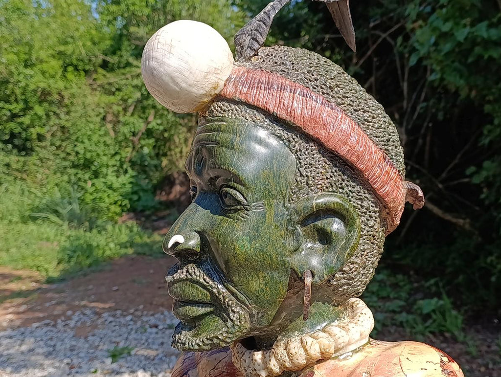 Hand XXL Made Zulu King Bust Verdite Carving x 1 From Southern Africa