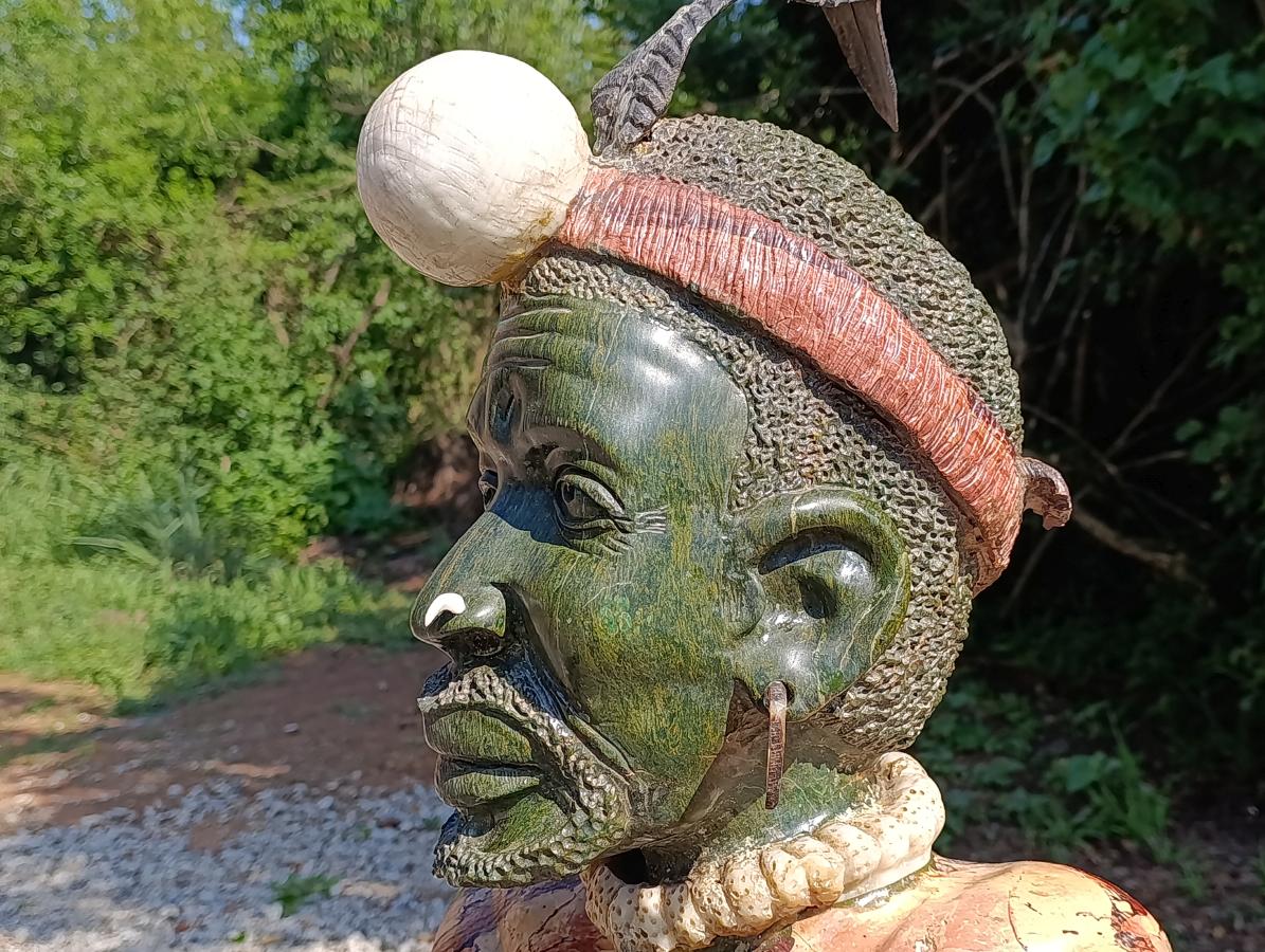 Hand XXL Made Zulu King Bust Verdite Carving x 1 From Southern Africa