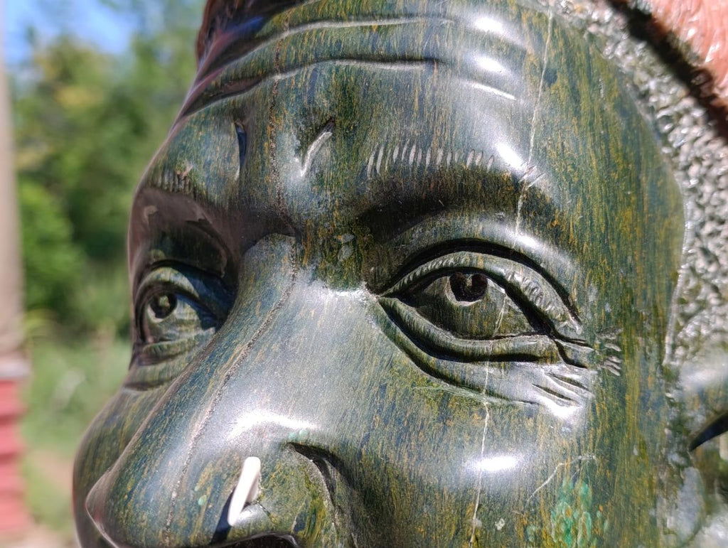 Hand XXL Made Zulu King Bust Verdite Carving x 1 From Southern Africa