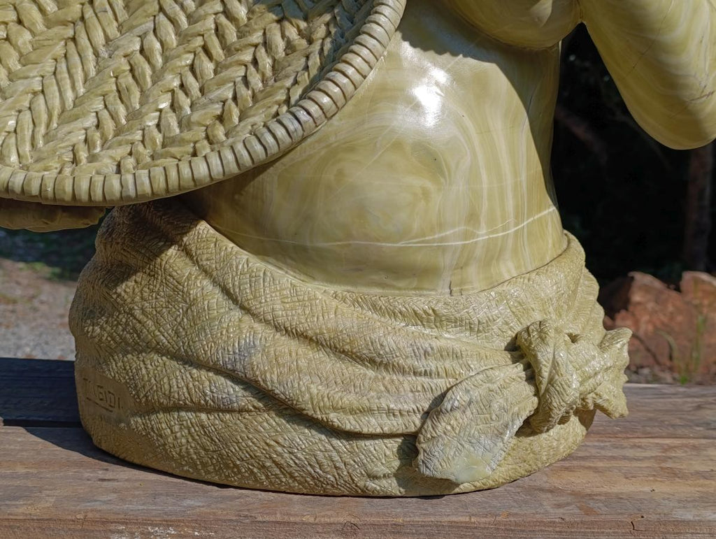 Hand Made XXL Royal Africa Bust Female African Butter Jade Carving x 1 From South Africa