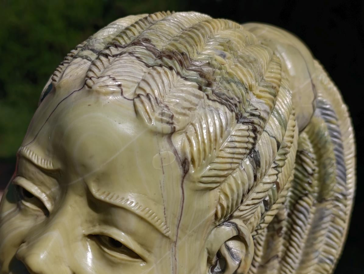 Hand Made XXL Royal Africa Bust Female African Butter Jade Carving x 1 From South Africa