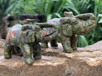 Polished Pair of Unakite Elephant Carvings x 1 From South Africa