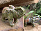 Polished Pair of Unakite Elephant Carvings x 1 From South Africa