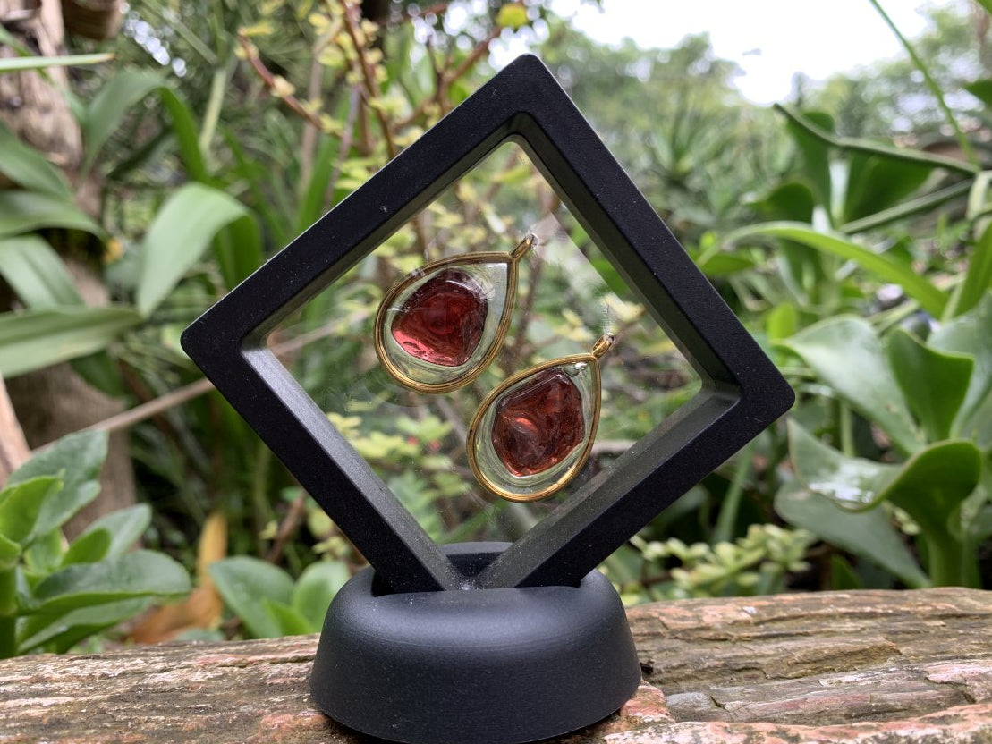 Polished Pair of Gemmy Red Garnet Pendants x 1 From South Africa