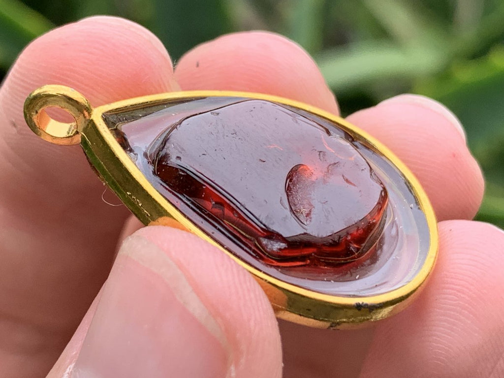 Polished Pair of Gemmy Red Garnet Pendants x 1 From South Africa
