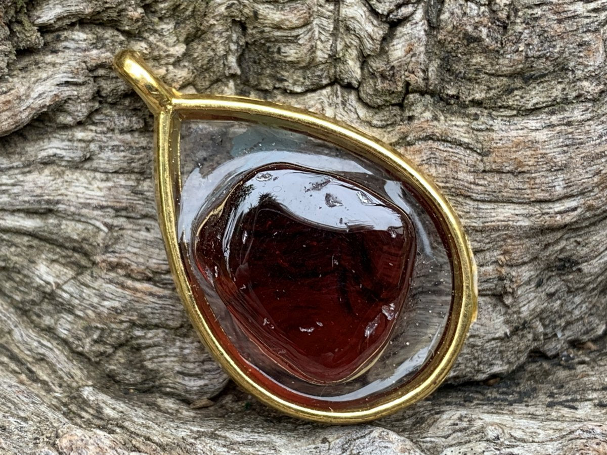 Polished Pair of Gemmy Red Garnet Pendants x 1 From South Africa