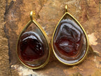 Polished Pair of Gemmy Red Garnet Pendants x 1 From South Africa
