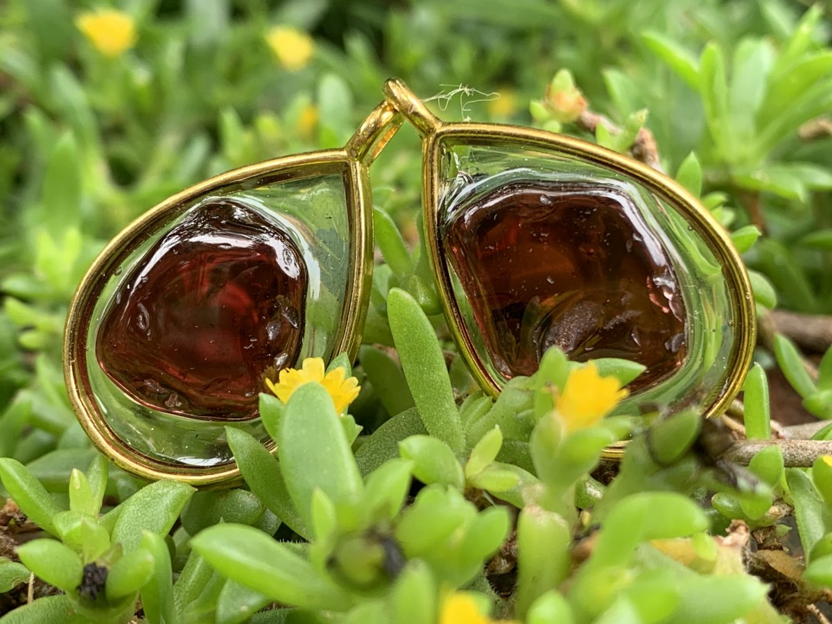 Polished Pair of Gemmy Red Garnet Pendants x 1 From South Africa