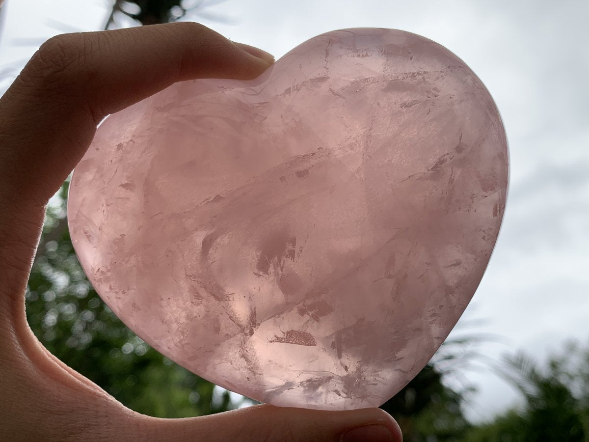 Polished Gemmy Rose Quartz Gemstone Heart x 1 From Madagascar