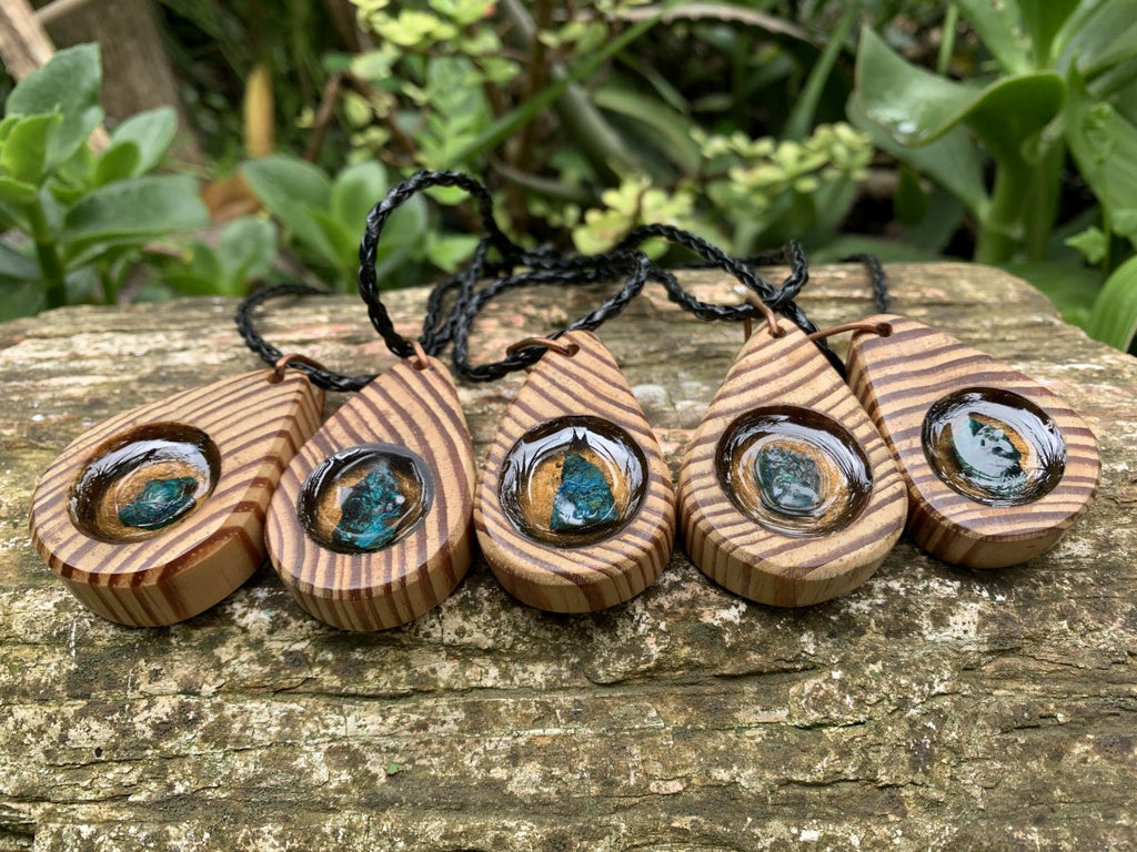 Hand Made Shattuckite and Zebra Wood Necklace - Sold Per Item - From Namibia