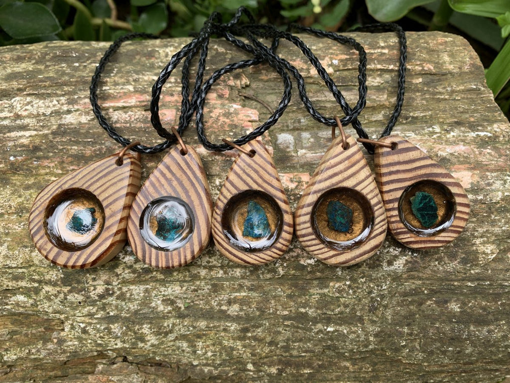 Hand Made Shattuckite and Zebra Wood Necklace - Sold Per Item - From Namibia