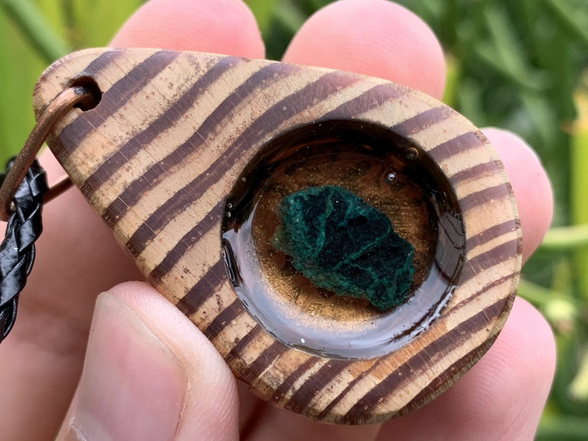 Hand Made Shattuckite and Zebra Wood Necklace - Sold Per Item - From Namibia
