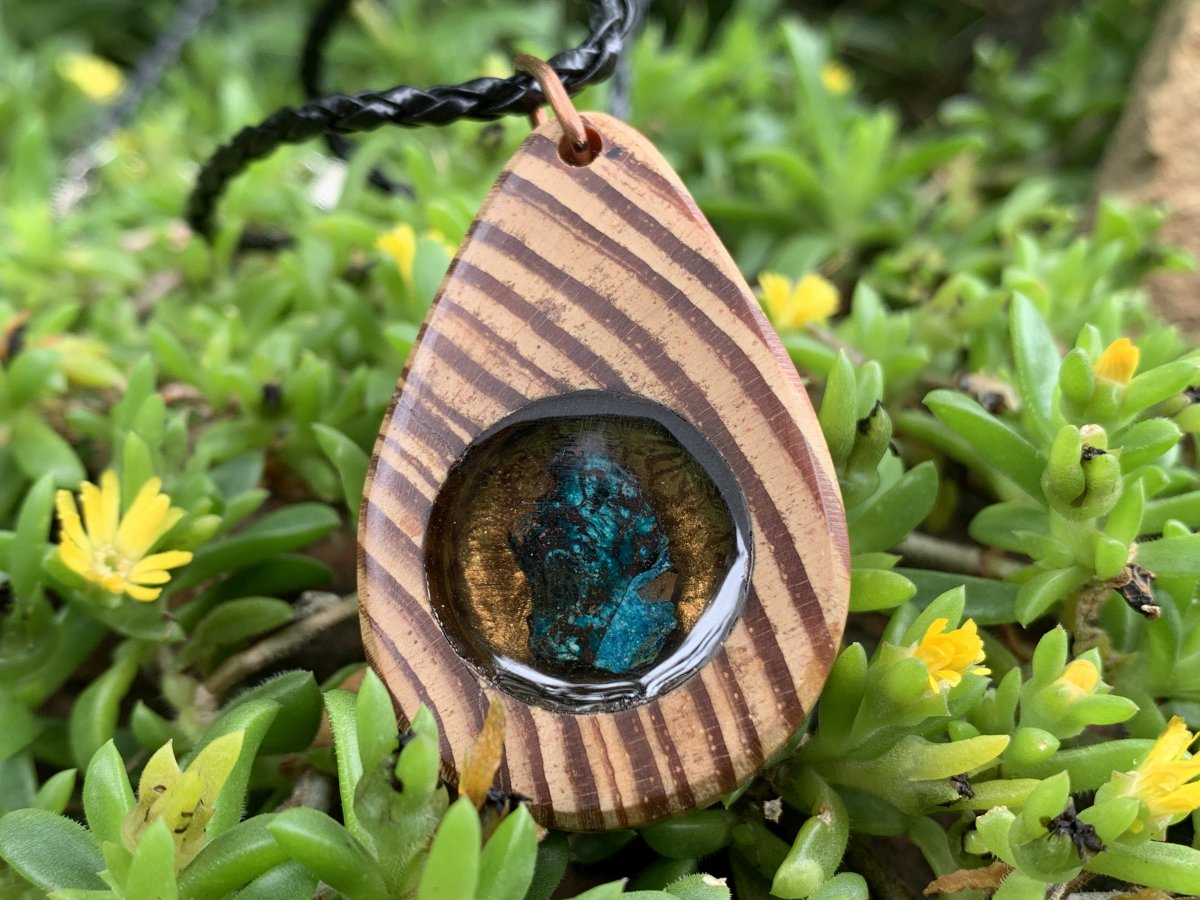 Hand Made Shattuckite and Zebra Wood Necklace - Sold Per Item - From Namibia