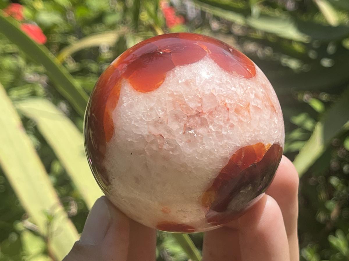 Polished Spotted Carnelian Ball and Crystalline Carnelian Bowl Set x 1 From Madagascar