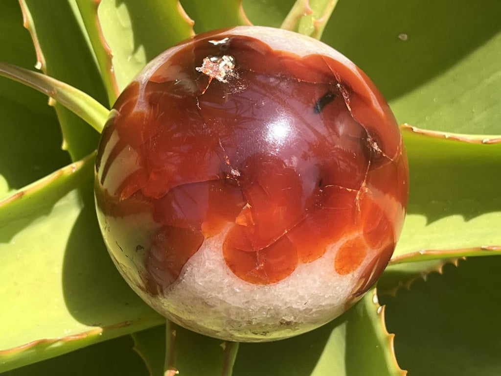 Polished Spotted Carnelian Ball and Crystalline Carnelian Bowl Set x 1 From Madagascar