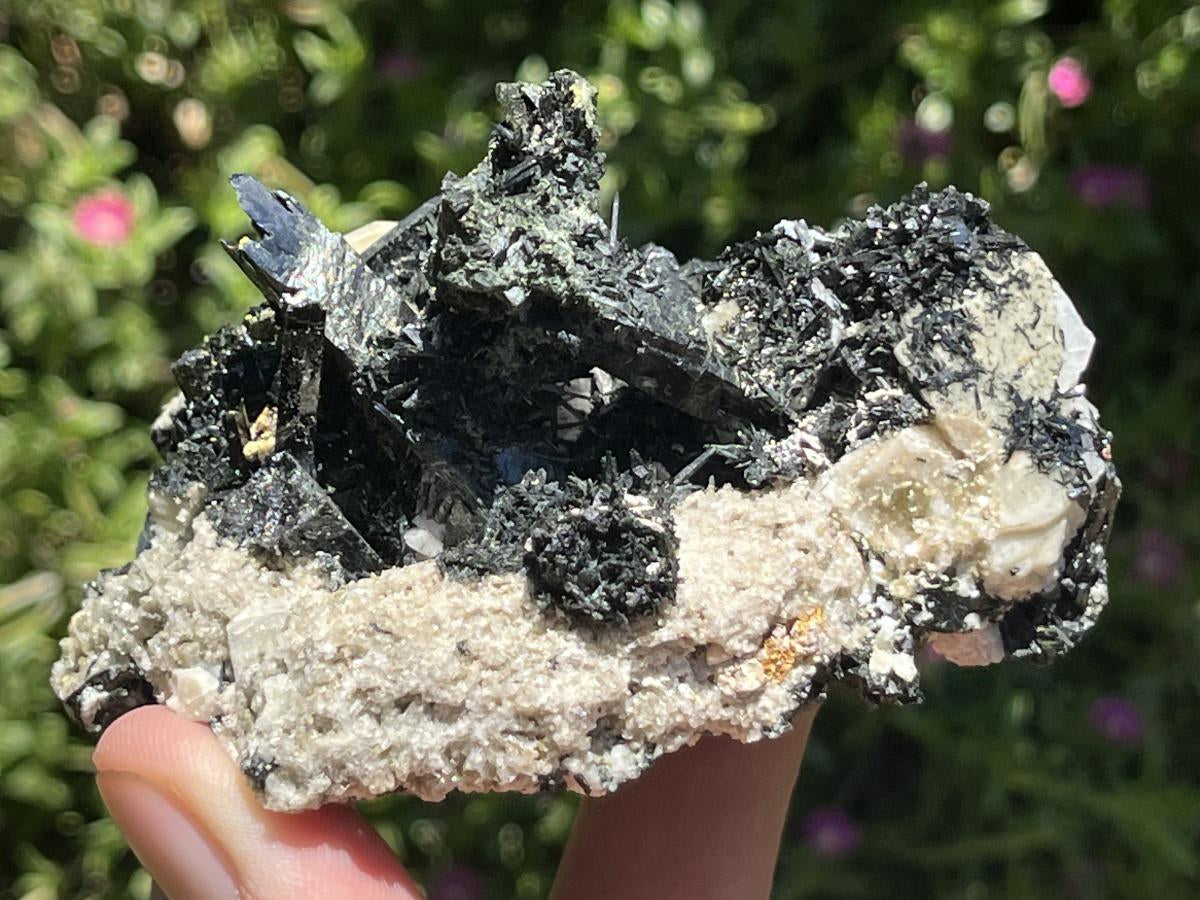 Natural Pitch Black Shiny Acicular Aegirine Specimen x 1 From Zomba, Malawi