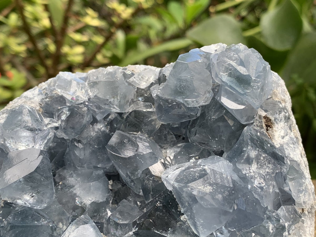 Natural Deep Icy Blue Celestite Crystal Geode Specimen x 1 From Sakoany, Madagascar