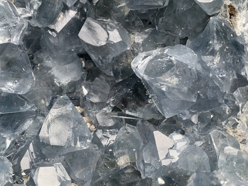 Natural Deep Icy Blue Celestite Crystal Geode Specimen x 1 From Sakoany, Madagascar