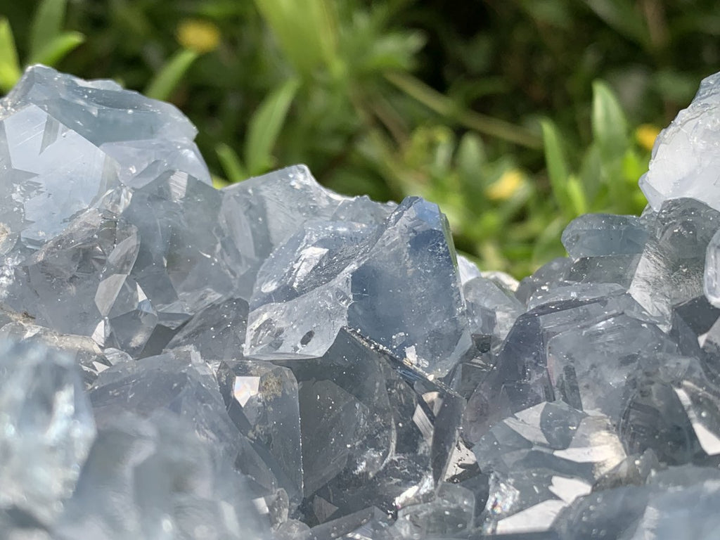 Natural Deep Icy Blue Celestite Crystal Geode Specimen x 1 From Sakoany, Madagascar