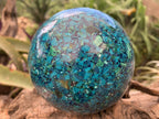 Polished Large Chrysocolla, Azurite and Malachite Conglomerate Sphere x 1 From Congo