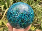 Polished Large Chrysocolla, Azurite and Malachite Conglomerate Sphere x 1 From Congo