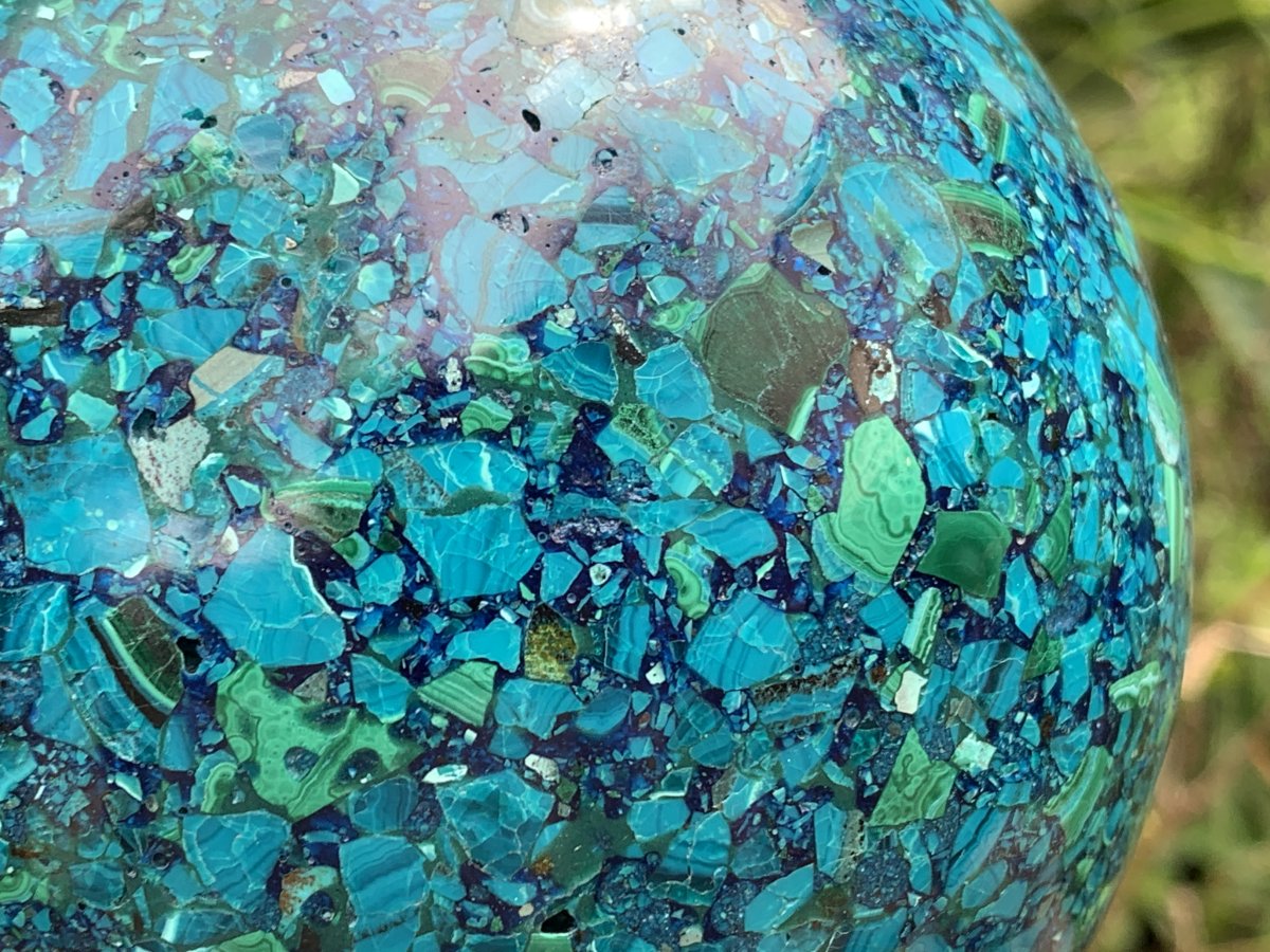 Polished Large Chrysocolla, Azurite and Malachite Conglomerate Sphere x 1 From Congo