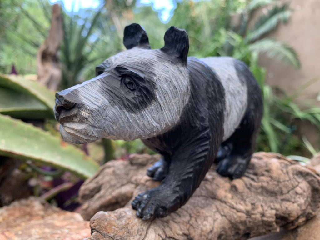 Hand Made Soapstone Panda Carving x 1 From Zimbabwe
