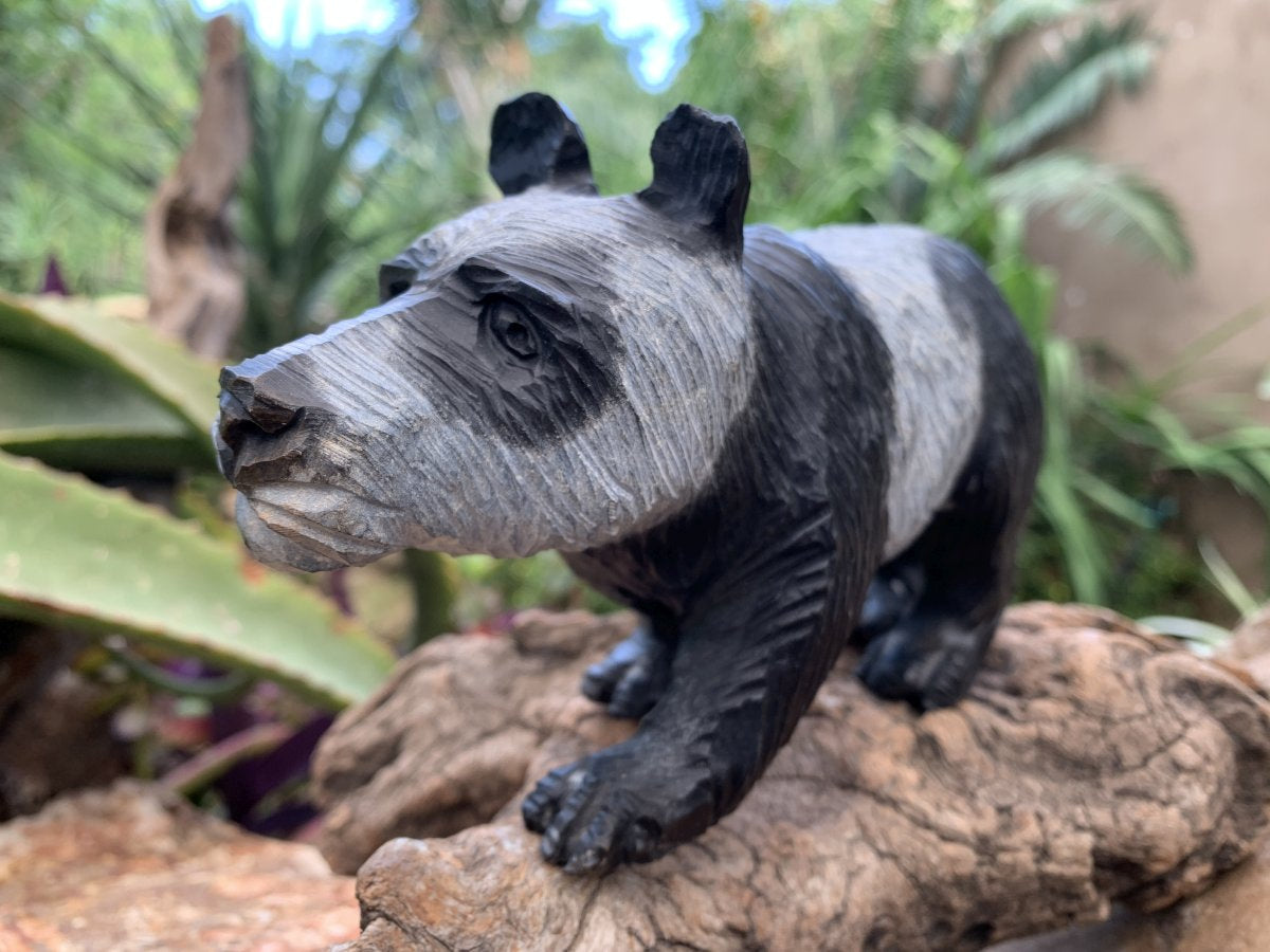 Hand Made Soapstone Panda Carving x 1 From Zimbabwe