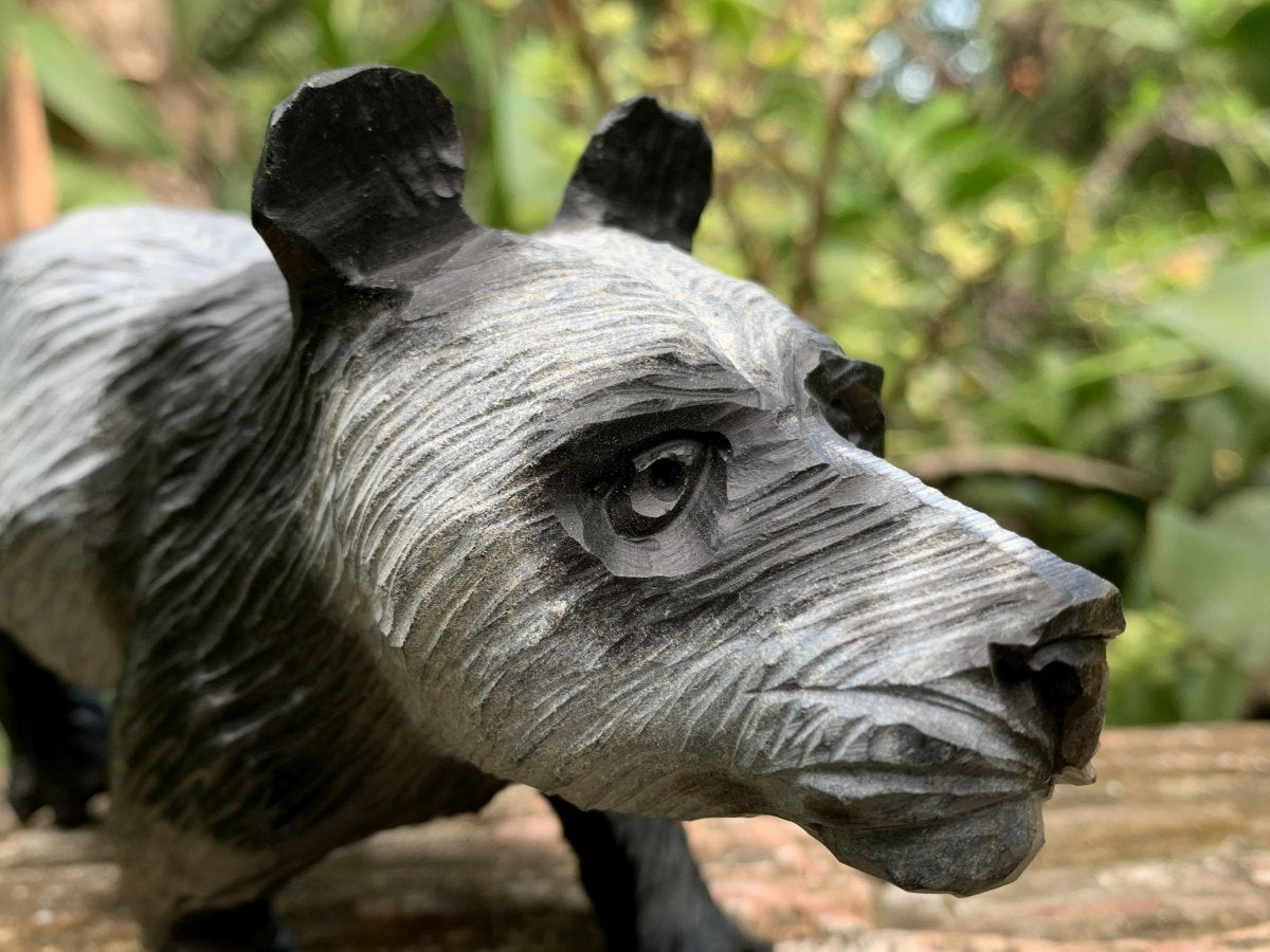 Hand Made Soapstone Panda Carving x 1 From Zimbabwe
