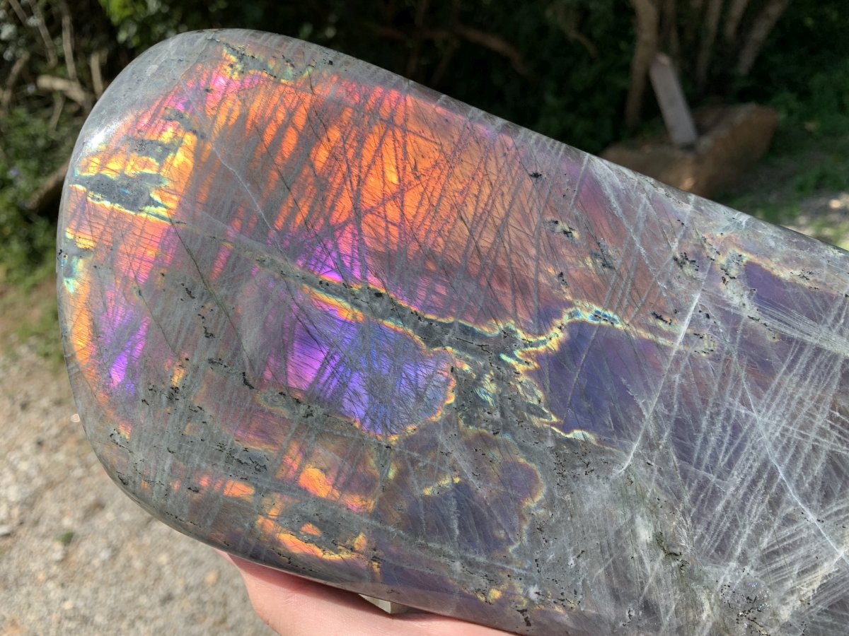 Polished Large Purple Sunset Labradorite Standing Free Form x 1 From Tulear, Madagascar