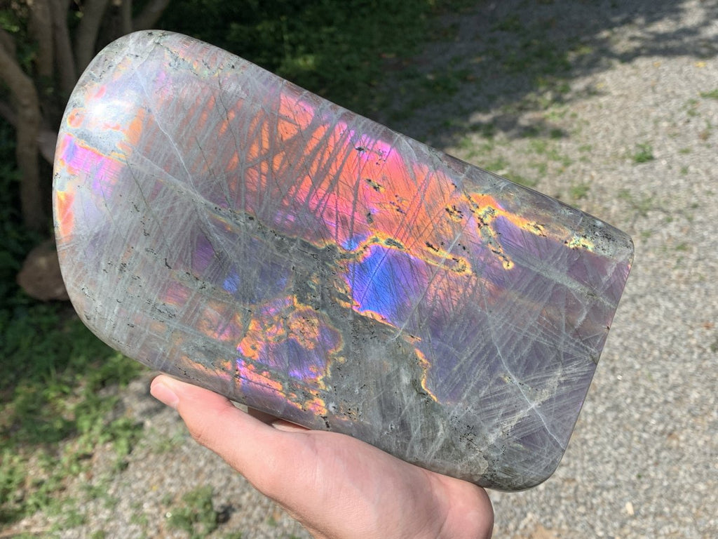 Polished Large Purple Sunset Labradorite Standing Free Form x 1 From Tulear, Madagascar