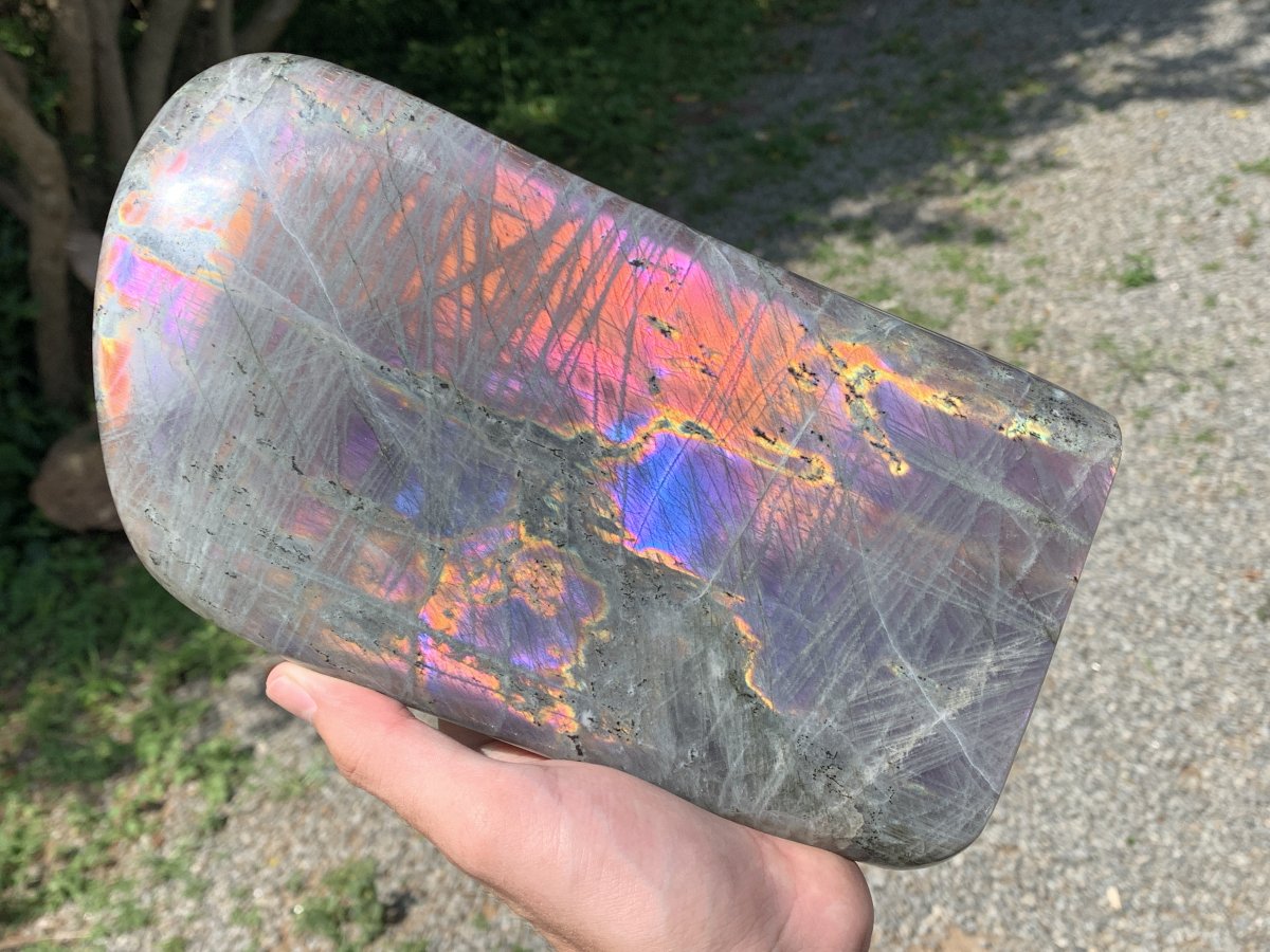 Polished Large Purple Sunset Labradorite Standing Free Form x 1 From Tulear, Madagascar