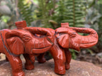 Hand Made Pair of Red Jasper Gemstone Elephant Carvings x 1 From South Africa