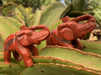 Hand Made Pair of Red Jasper Gemstone Elephant Carvings x 1 From South Africa