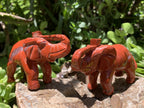 Hand Made Pair of Red Jasper Gemstone Elephant Carvings x 1 From South Africa