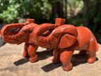 Hand Made Pair of Red Jasper Gemstone Elephant Carvings x 1 From South Africa