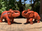 Hand Made Pair of Red Jasper Gemstone Elephant Carvings x 1 From South Africa