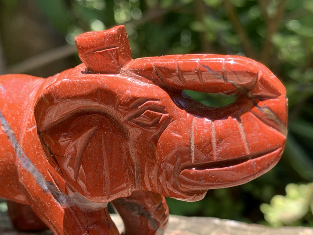Hand Made Pair of Red Jasper Gemstone Elephant Carvings x 1 From South Africa