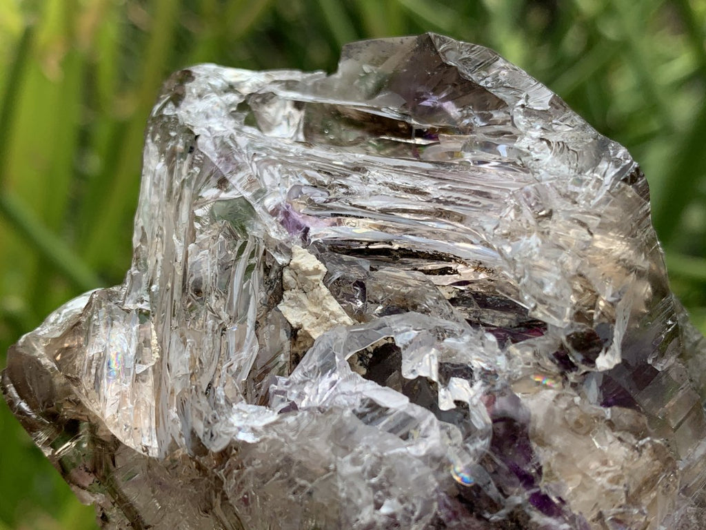 Natural Medium Double Terminated Smokey Amethyst Window Crystal with Double Enhydro x 1 From Brandberg, Namibia