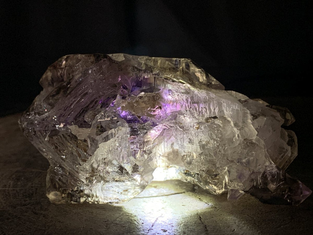 Natural Medium Double Terminated Smokey Amethyst Window Crystal with Double Enhydro x 1 From Brandberg, Namibia